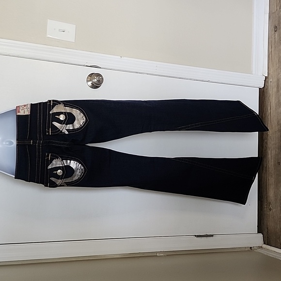 True Religion Joey Jeans, Very Dark Blue With Silver Logos, Size 27 - Picture 4 of 11